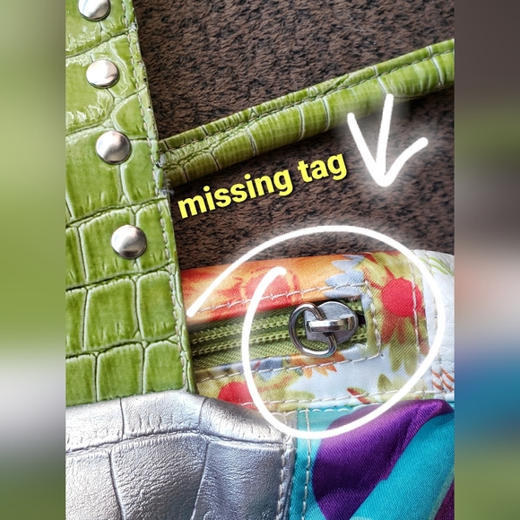 Patchwork multi texture Lime green pink leopard great condition handbag - Picture 15 of 15